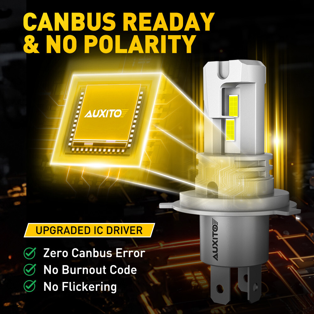 AUXITO H4 LED 9003 Headlight High Low Beam Bulbs Bright Kit 200W HID White 6500K
