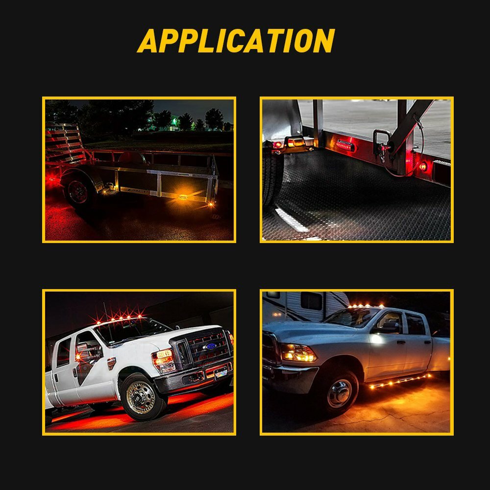 [AMBER/RED] Round Side Marker lights LED Bullet Light For PickupTruck Trailer 20