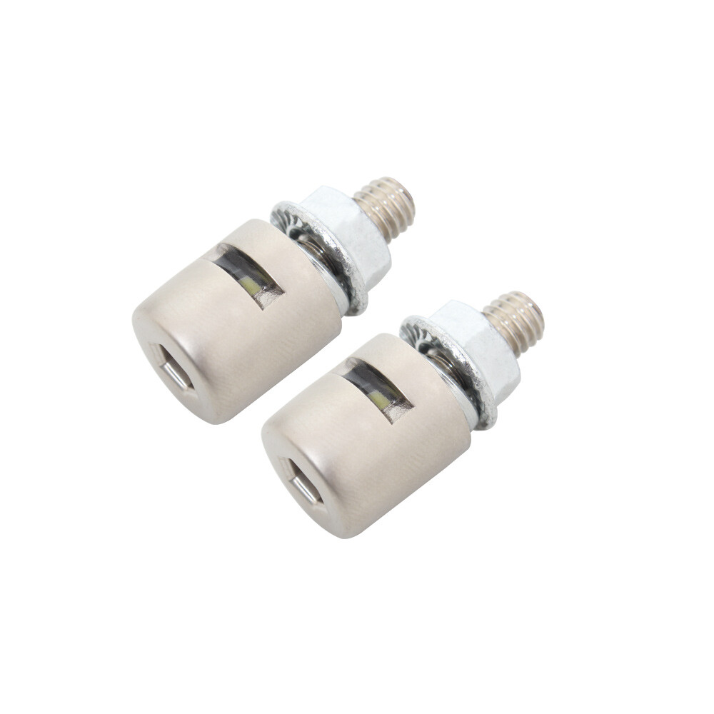 1pair Silver Mini LED License Plate Lights M6 Screw Bolt White Lights Universal