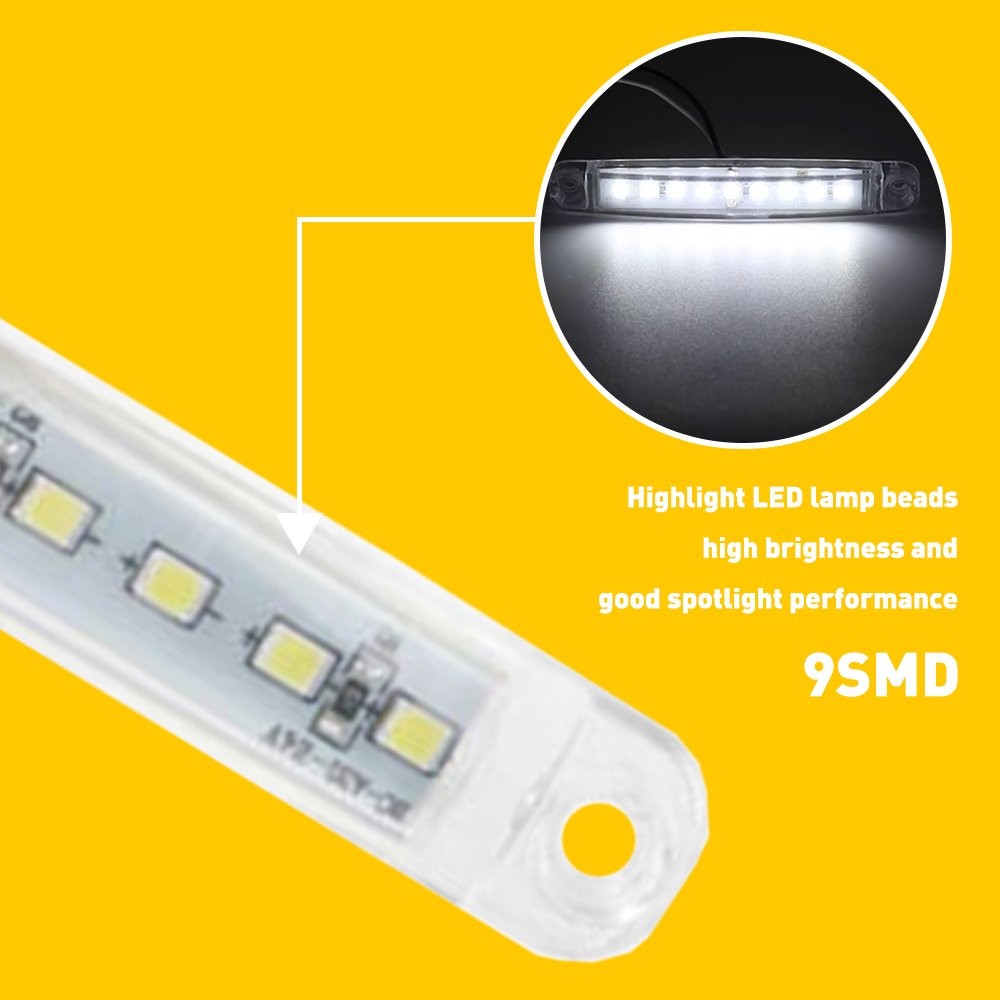 10Pcs 12V Marker Lights LED Car Truck Trailer Clearance Side Light White Lamps
