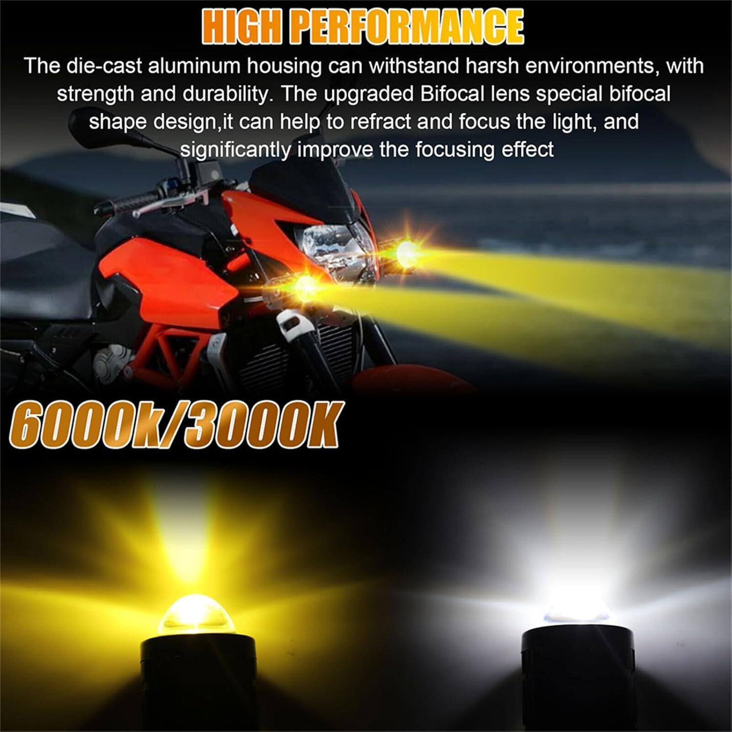 2PC White/Yellow Dual Color 1-INCH Mini LED Projector Lens Driving Fog Light Kit