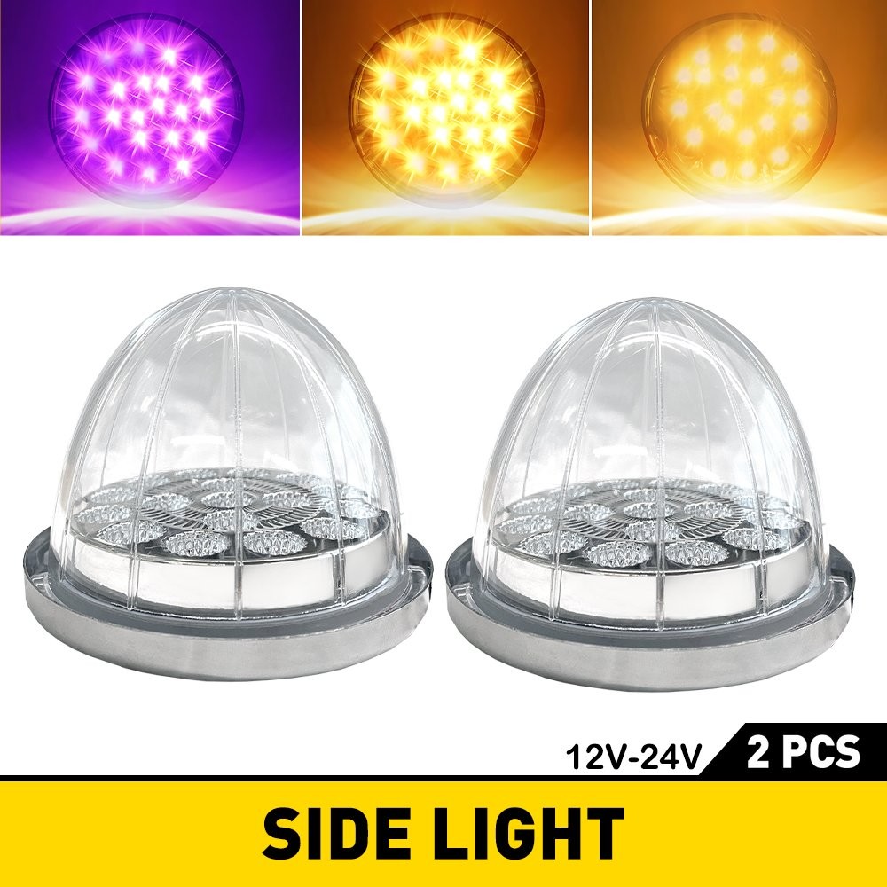 2X Amber Purple 17LED Watermelon Turn Signal Lights For Semi Trailer Heavy Truck