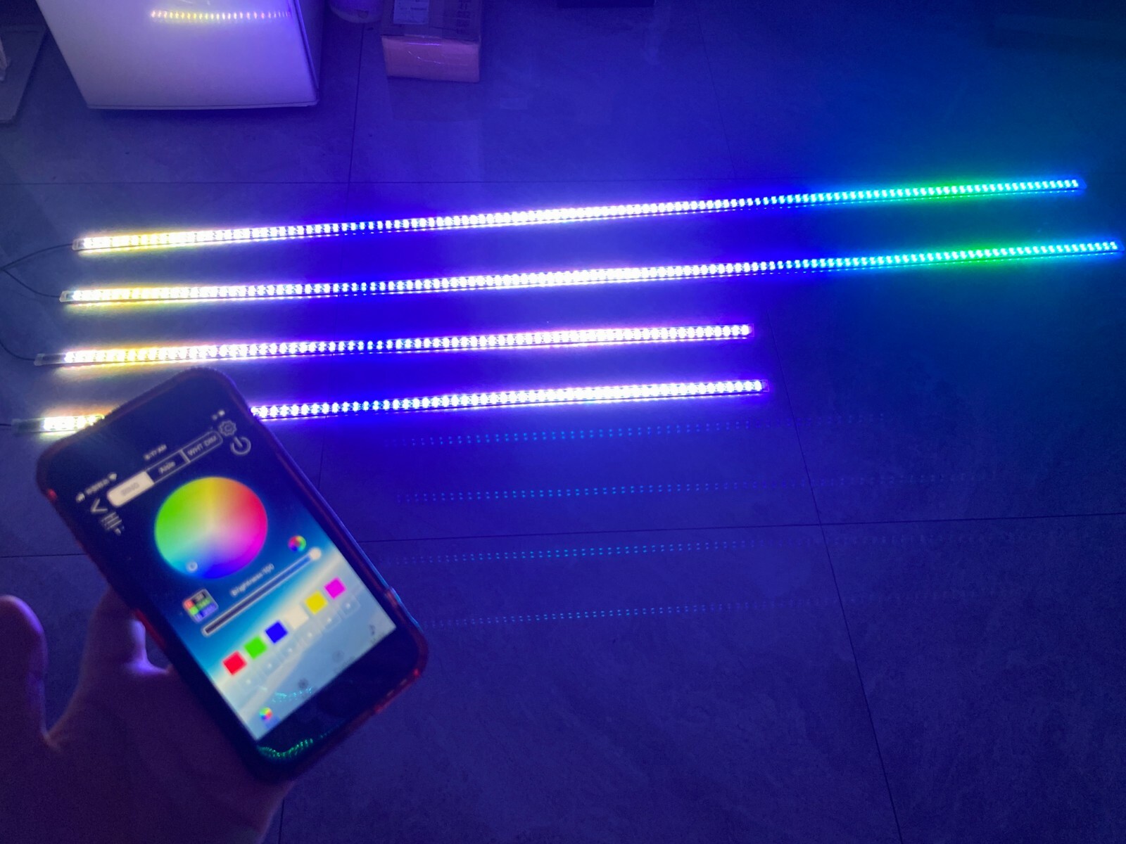 Rainbow Color CHASING Moving LEDs 2PCS 4FT + 2PCS 6.5FT Underglow Lights Strips