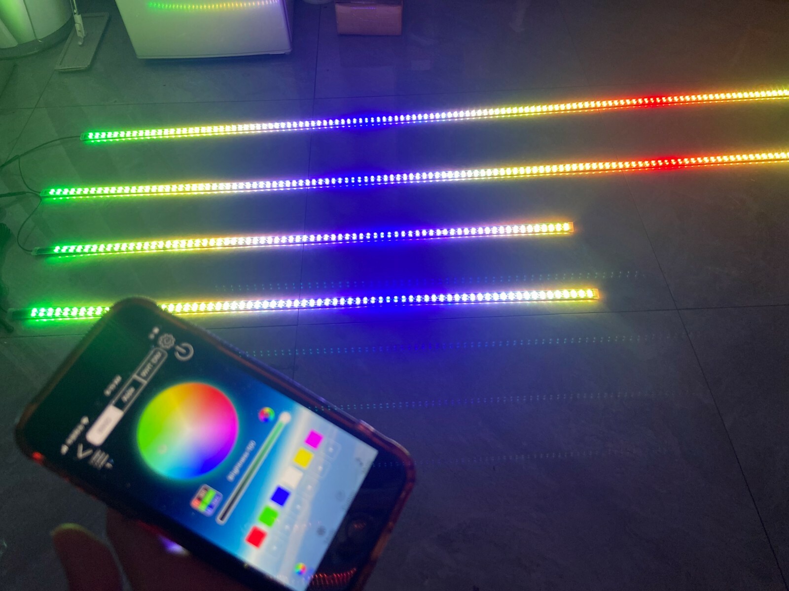 Rainbow Color CHASING Moving LEDs 2PCS 4FT + 2PCS 6.5FT Underglow Lights Strips
