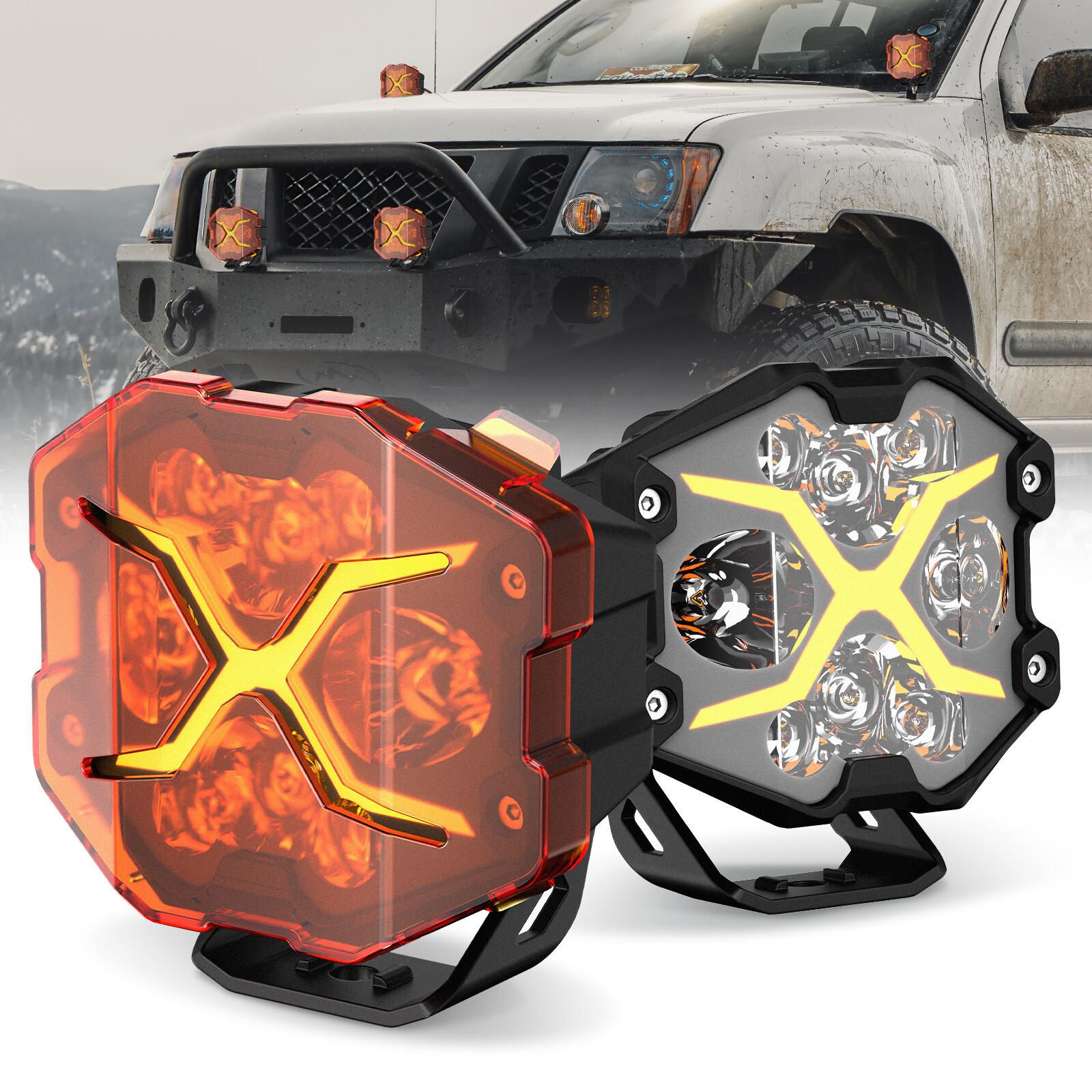 2 PCS NOVSIGHT X Series 4“ LED Pod Lights 6000LM Off Road Car Work Driving Lamp