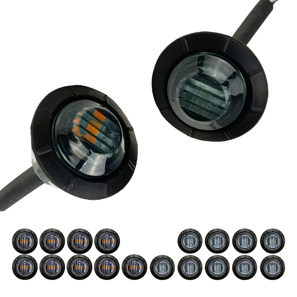 20X 3/4″ 12V Marker LIGHTS LED Bullet Amber Red Truck Trailer RV Round Side Lamp