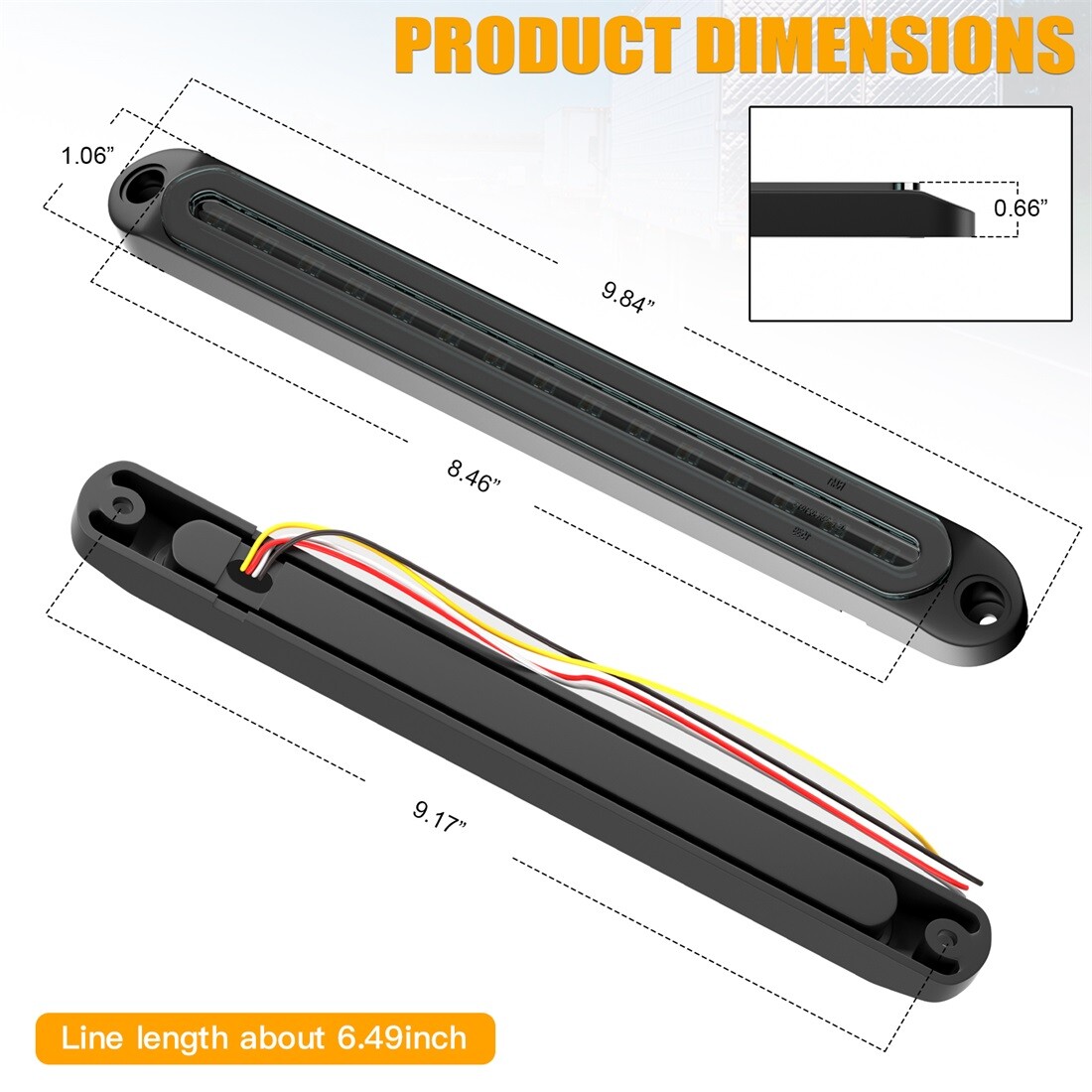10″ LED Truck Trailer Light Bar 3-in-1 Sequential Turn Signal Brake Tail Lights