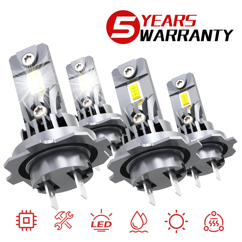 H7 H7 10000K LED Headlight Kit Combo Bulbs High Low Beam Super Bright White 4x