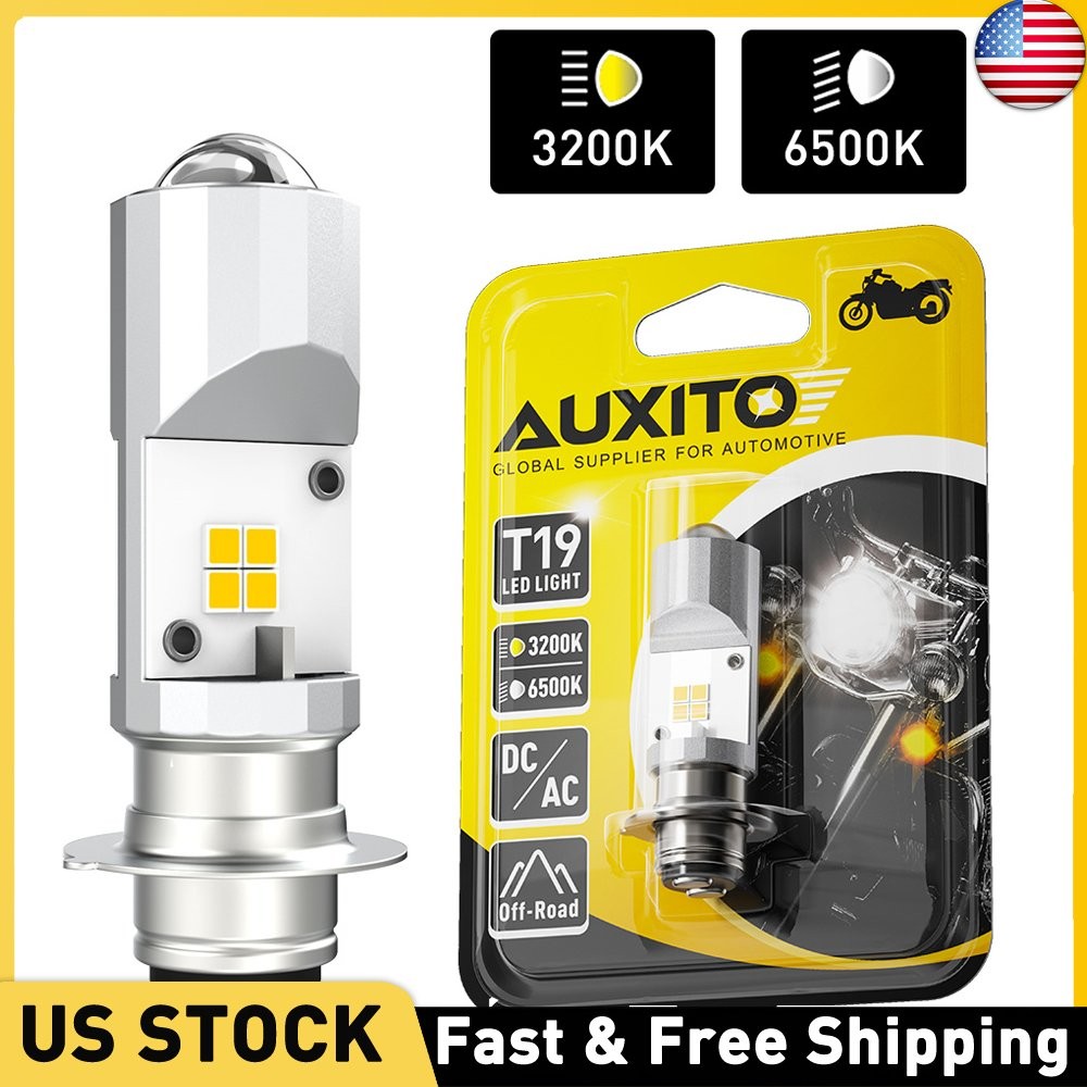 Auxito 1x Motorcycle T19 P15D Led Headlight High Low Beam Switchback Amber White