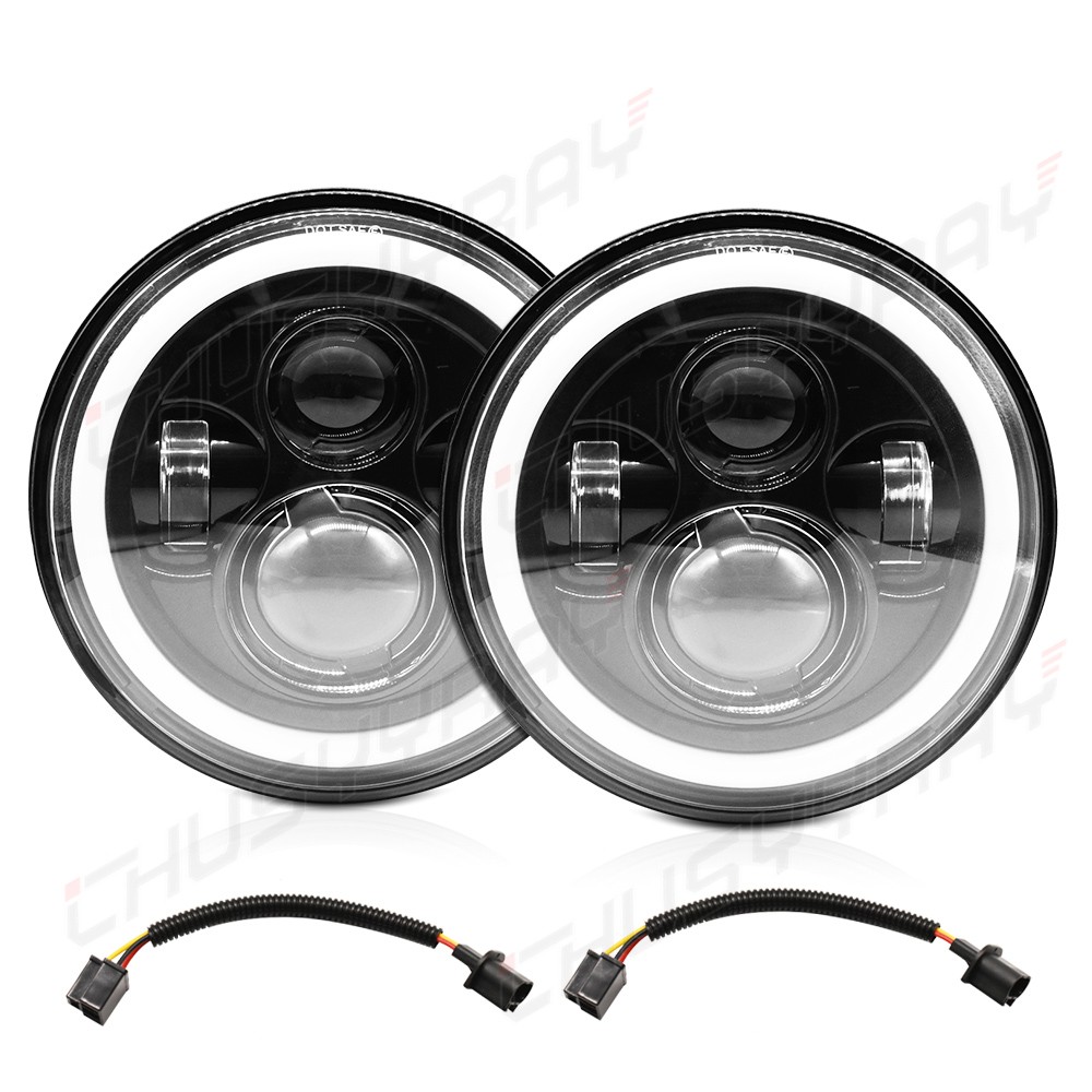 2x 7inch LED Round Headlight High Low Beam DRL for Peterbilt 379 359 Trucks