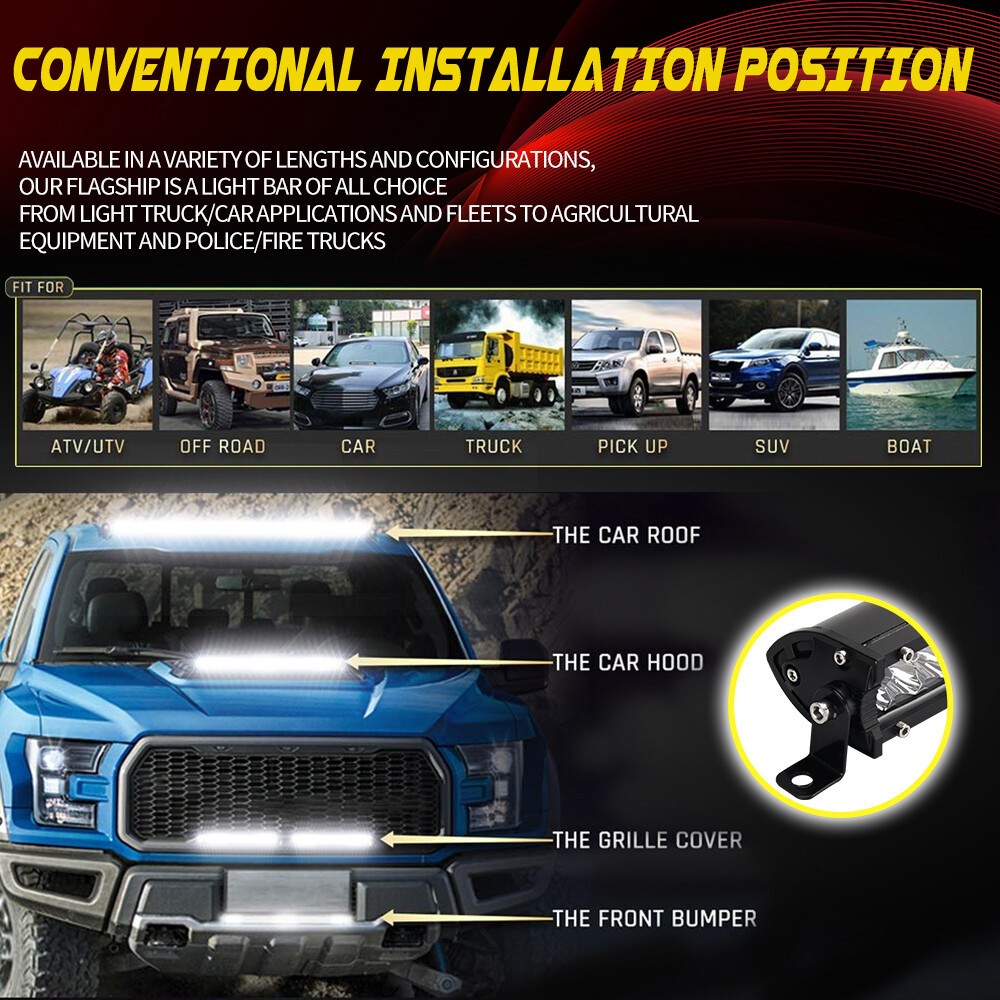 Dual Row 7″-52″ Slim LED Light Bar Spot Flood Combo Fog Offroad Car Trucks 4WD