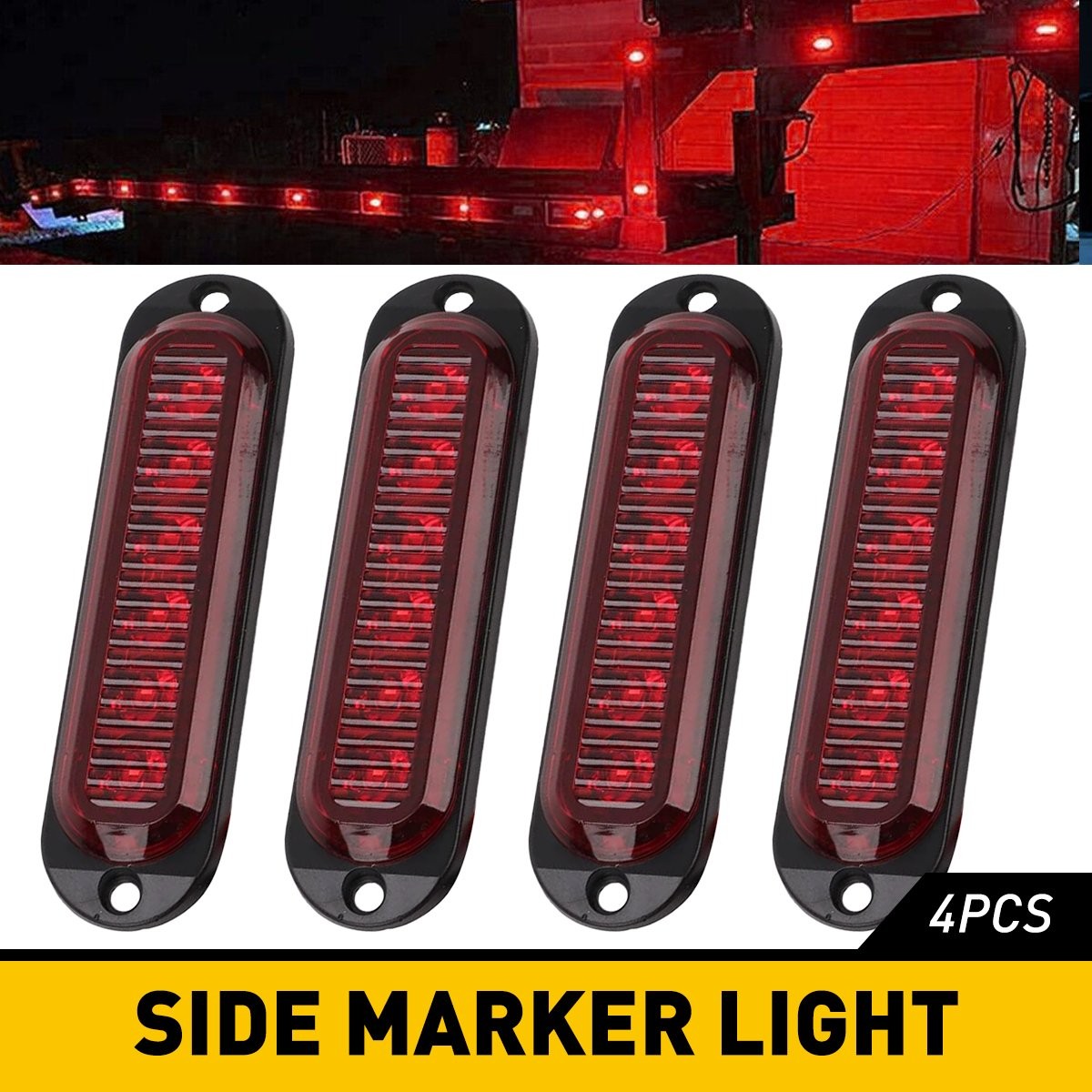 4PCS Side Red LED Marker Lights Clearance Fit Lamp Truck Trailer Caravans Pickup