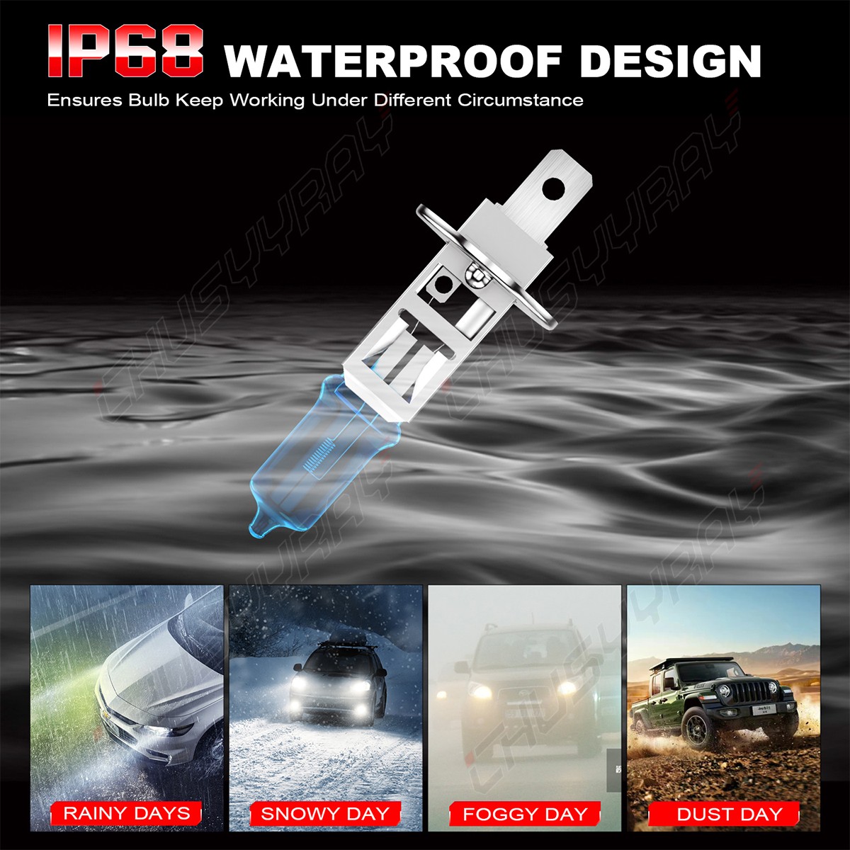 H1 Halogen Headlight Bulb Conversion Kit High Low Beam Lamp 6000K Super White