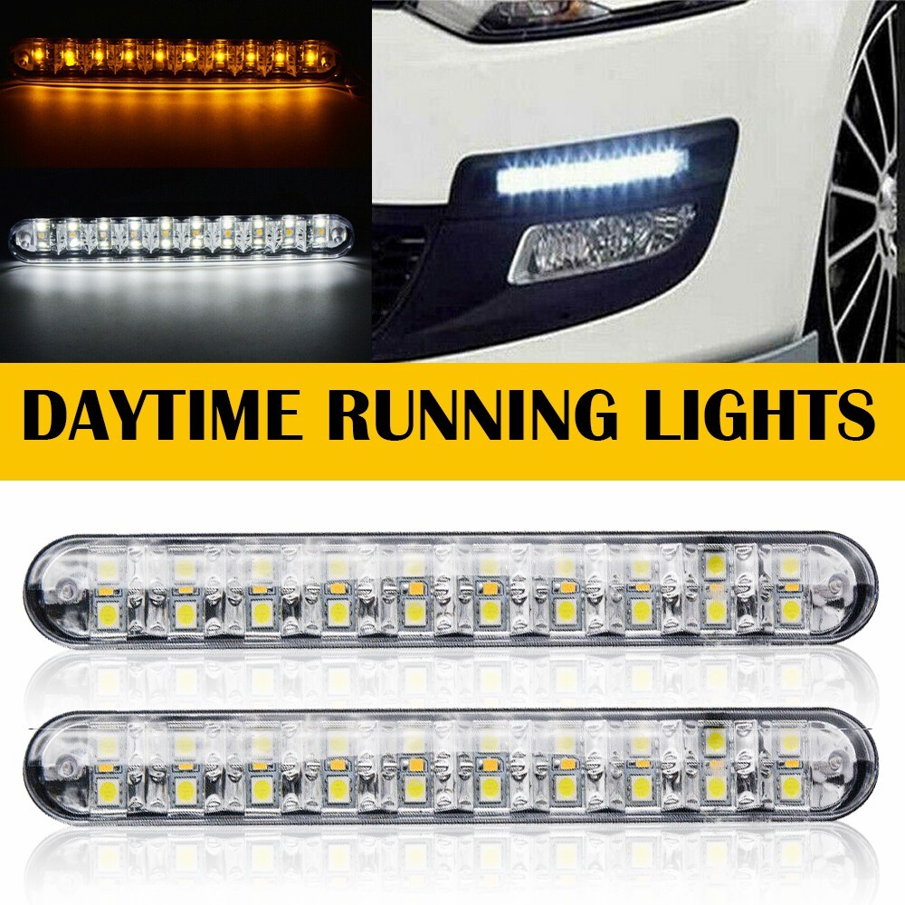 2Pcs 30 LED Daytime Running Driving Light DRL Front Grille Fog Turn Signal Lamps