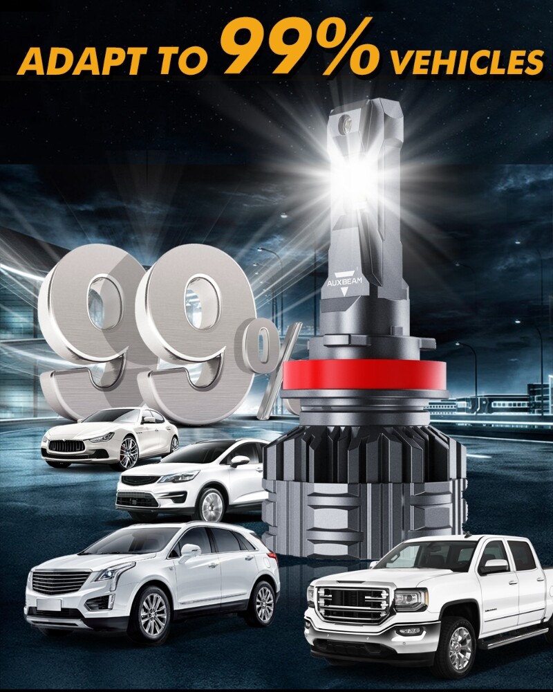 AUXBEAM H11 110W LED Headlight Bulbs Conversion Kit Low Beam 6500K Bright White