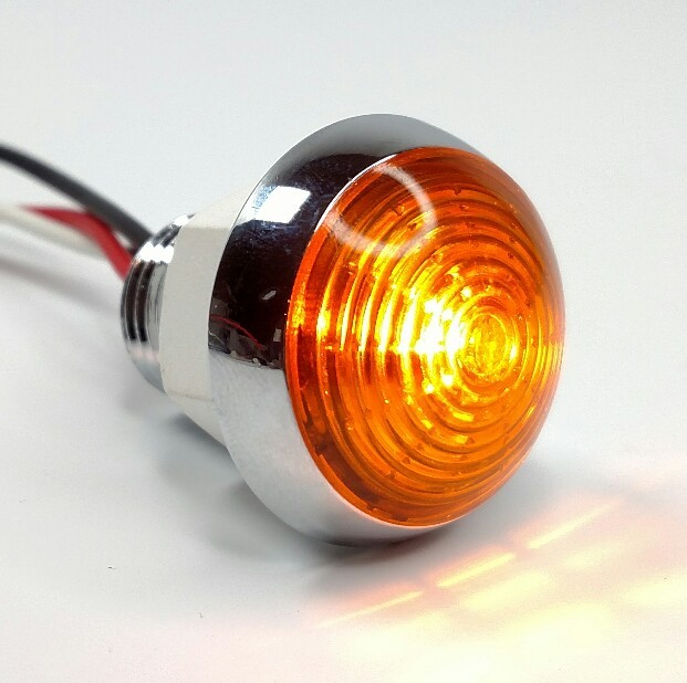 Pair 1-1/4″ Dual Function Amber LED Marker Light VTG/Classic Mini Moon Chrome
