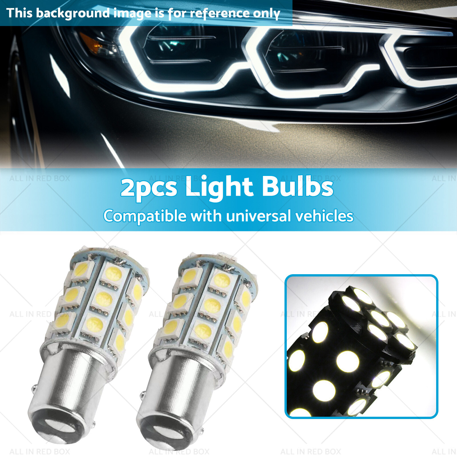 2x 12V BA15D LED White 27 SMD 5050 Suitable for Caravan Car Auto Indicator