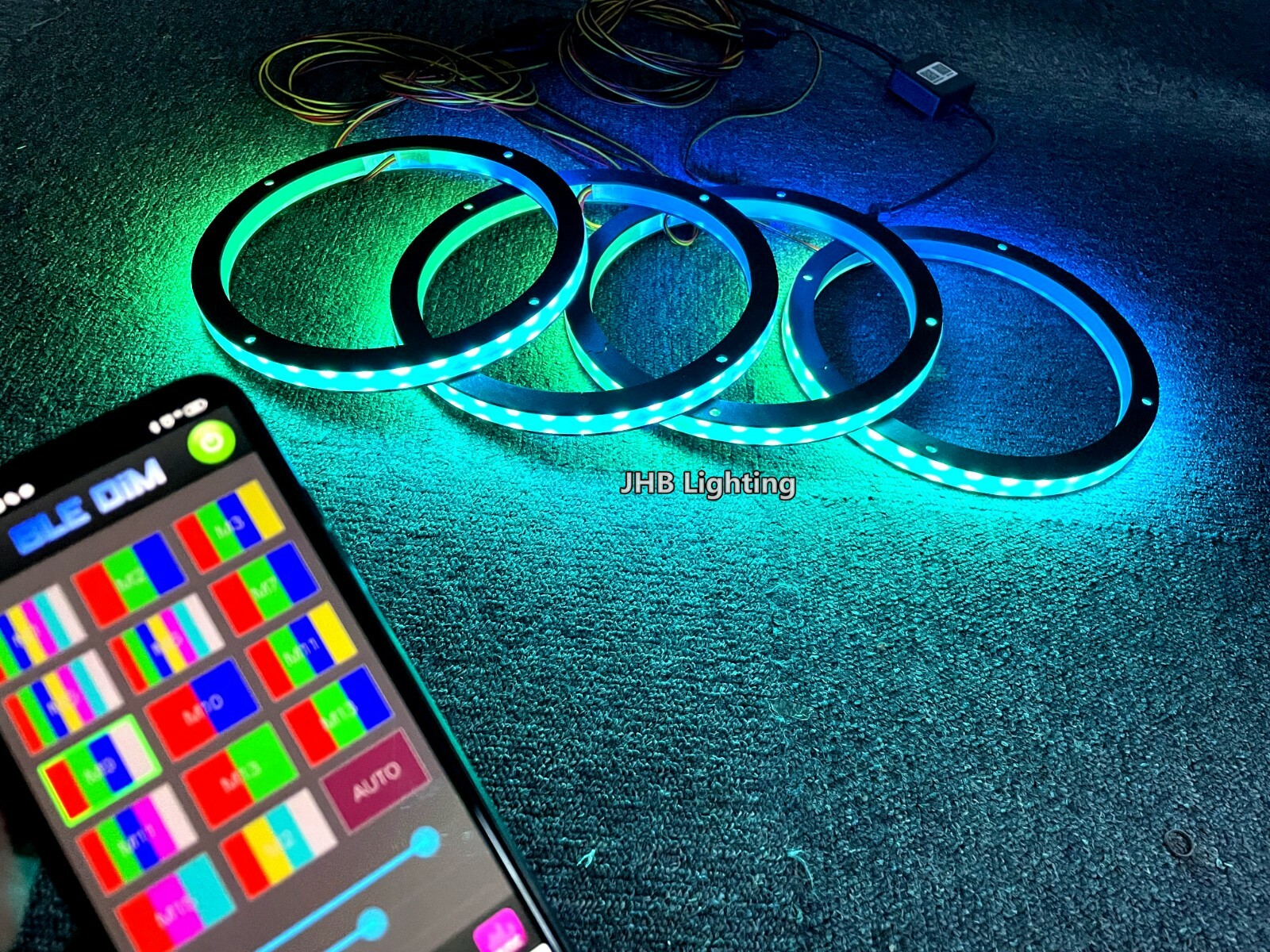 JHB 4PCS 6.5″ SET CHASING Flowing LED Remote Bluetooth Car Speaker Rings Lights