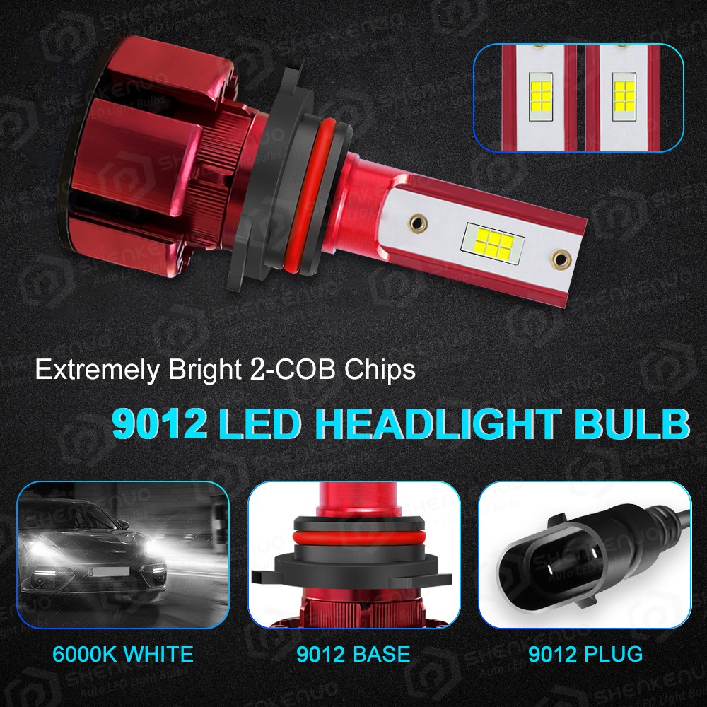 9012/HIR2 H16/5202 LED Headlight Fog Light Kit Bulbs White 6000K Plug&Play 4Pack