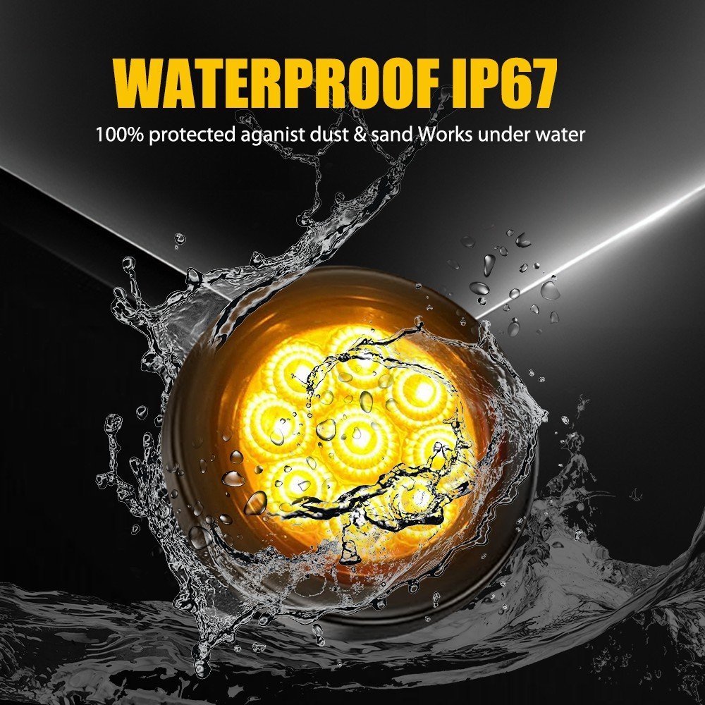 2″ Inch DOT Amber Round Trailer 9 LED Marker Lights Grommet Fit Truck RV 10-50X