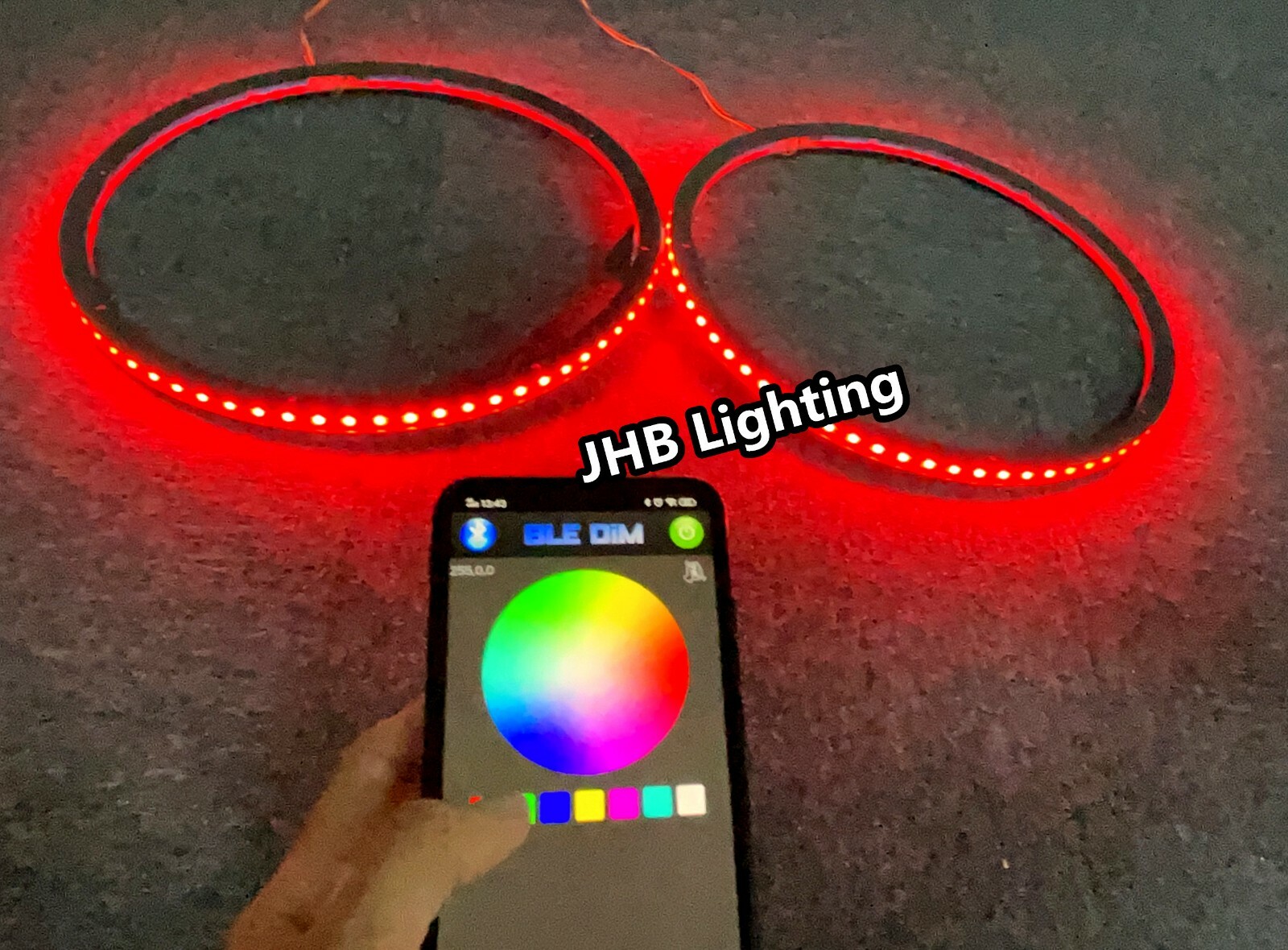JHB 6.5″ x2PCS SET Remote Bluetooth CHASING Flow LEDs Audio Speaker Rings Lights