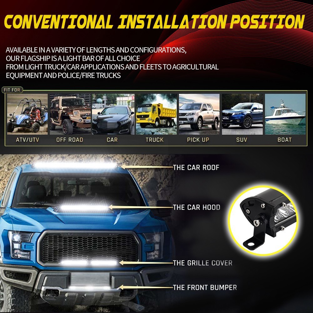 7″14″20″26″32″38″44″50″52″ LED Work Light Bar Truck Offroad 4WD Driving Fog Lamp