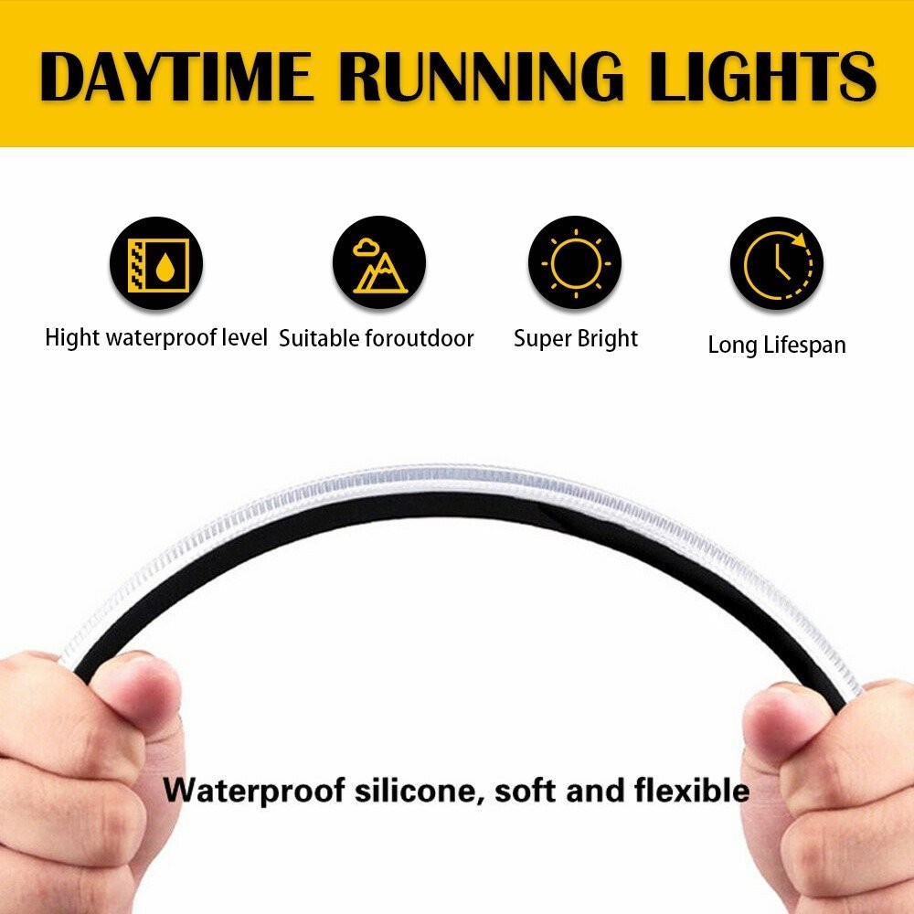 2x Sequential DRL LED Daytime Running Light Flowing Turn Signal Headlight Strip