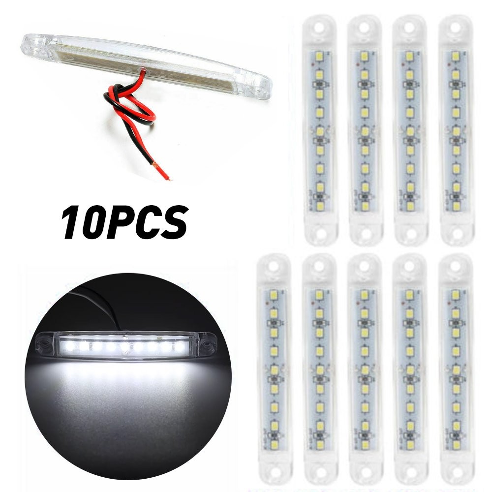 10Pcs 12V Marker Lights LED Car Truck Trailer Clearance Side Light White Lamps