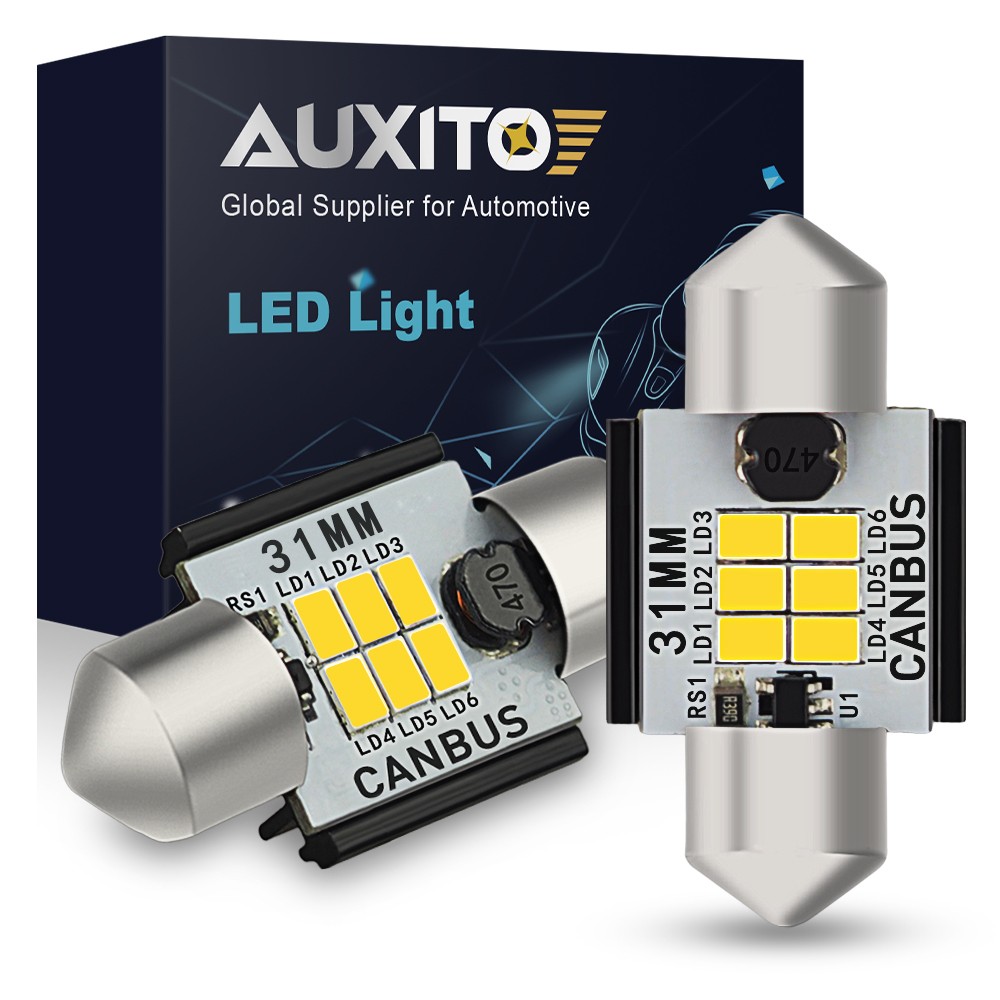 AUXITO 31MM C5W LED Festoon License Plate Tag Light Bulb 6000K Bright White H