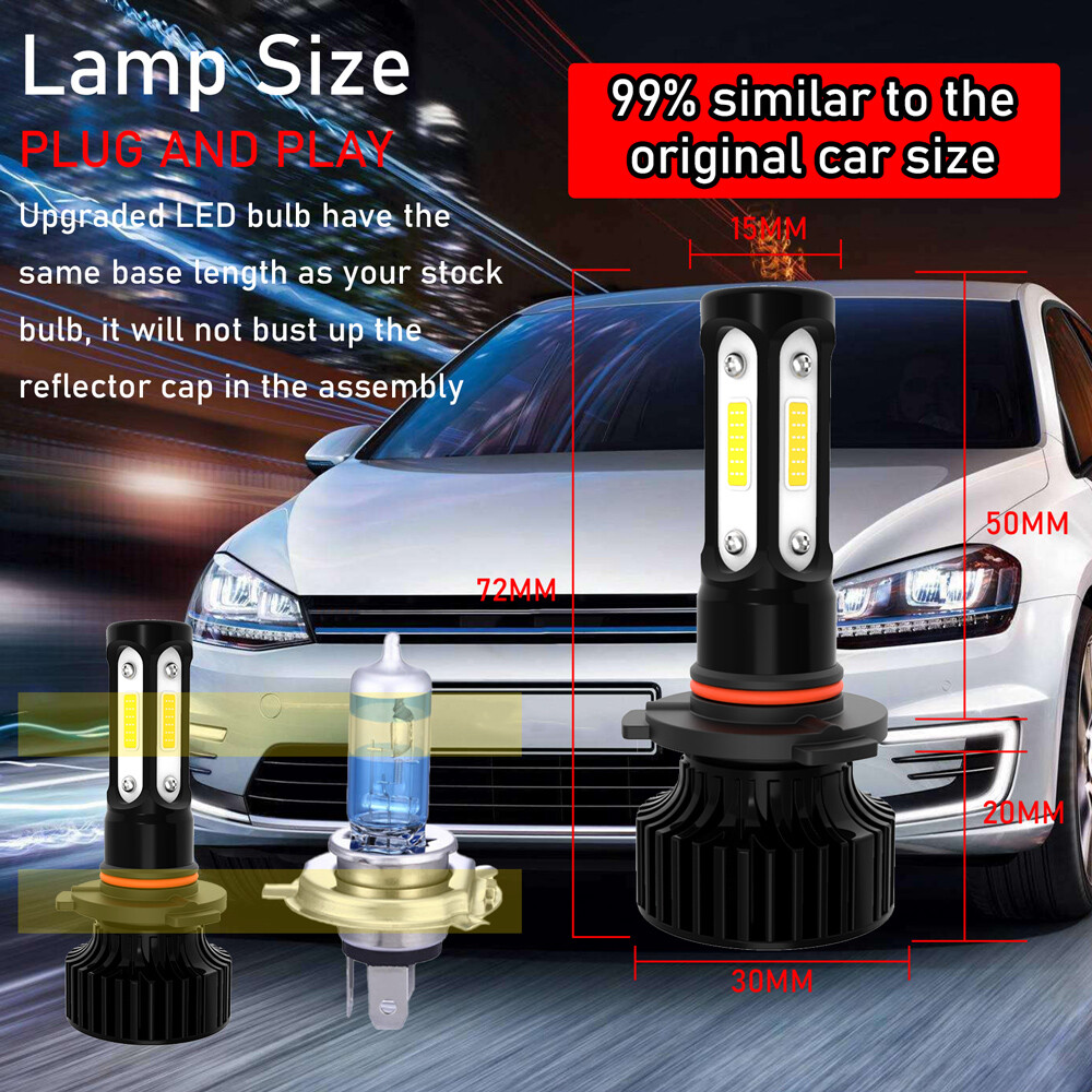 4-Side 9005 9006 Combo LED Headlight Kit High Low Beam Bulb 6000K 4800W 720000LM