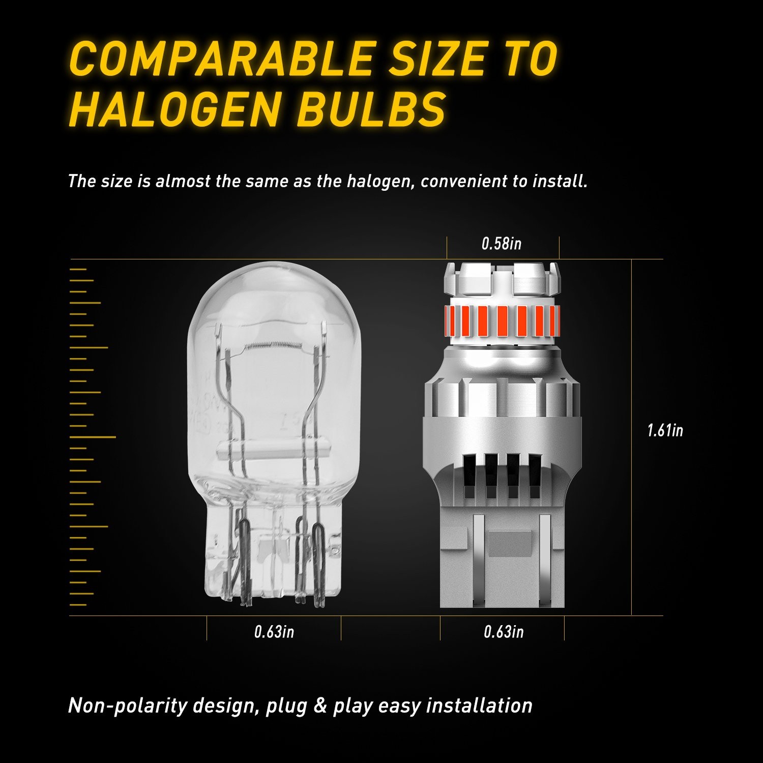 7443 7440 Super Red Alert Flash Strobe Blinking LED Brake Tail Light Bulbs 2pcs