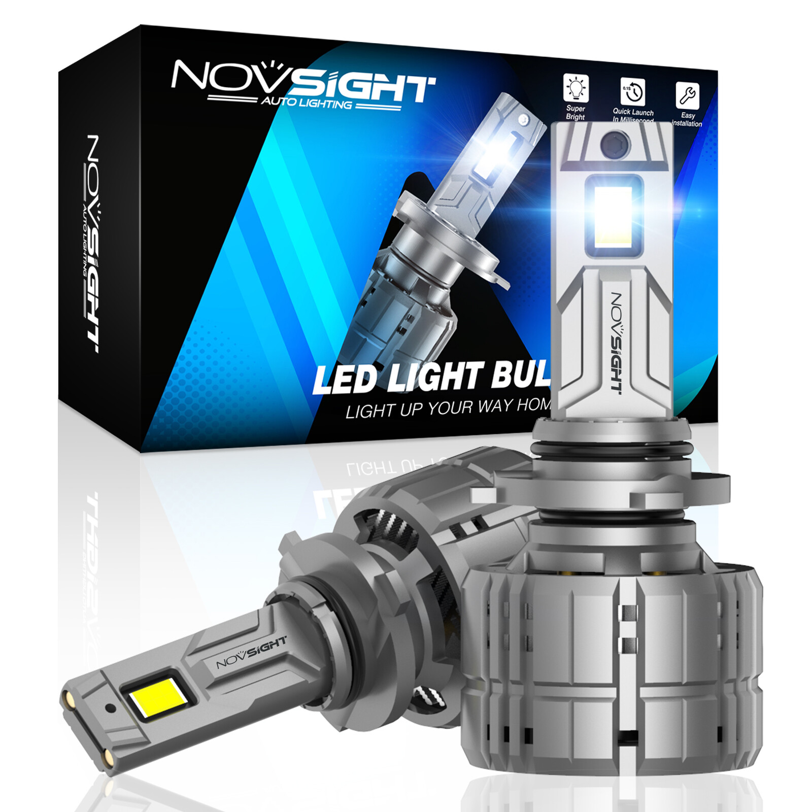 NOVSIGHT 9005 9006 LED Headlight HB3 HB4 Bulbs Kit 6500K White 80000LM Canbus 4x