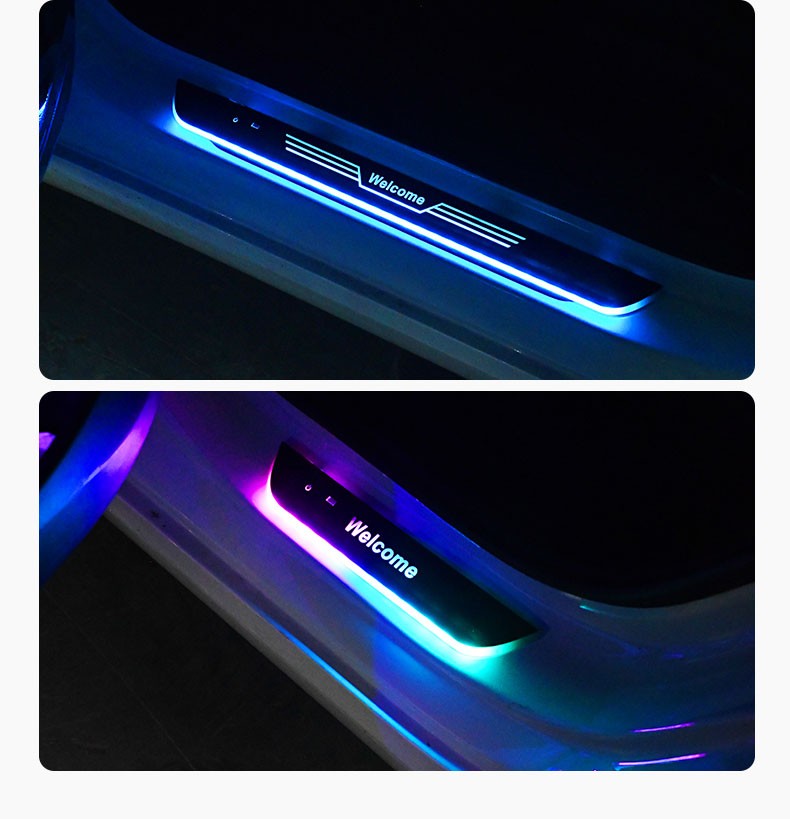 4xUniversal LED RGB Flowing Pedal Light Door Sill Pathway Welcome Scuff Light