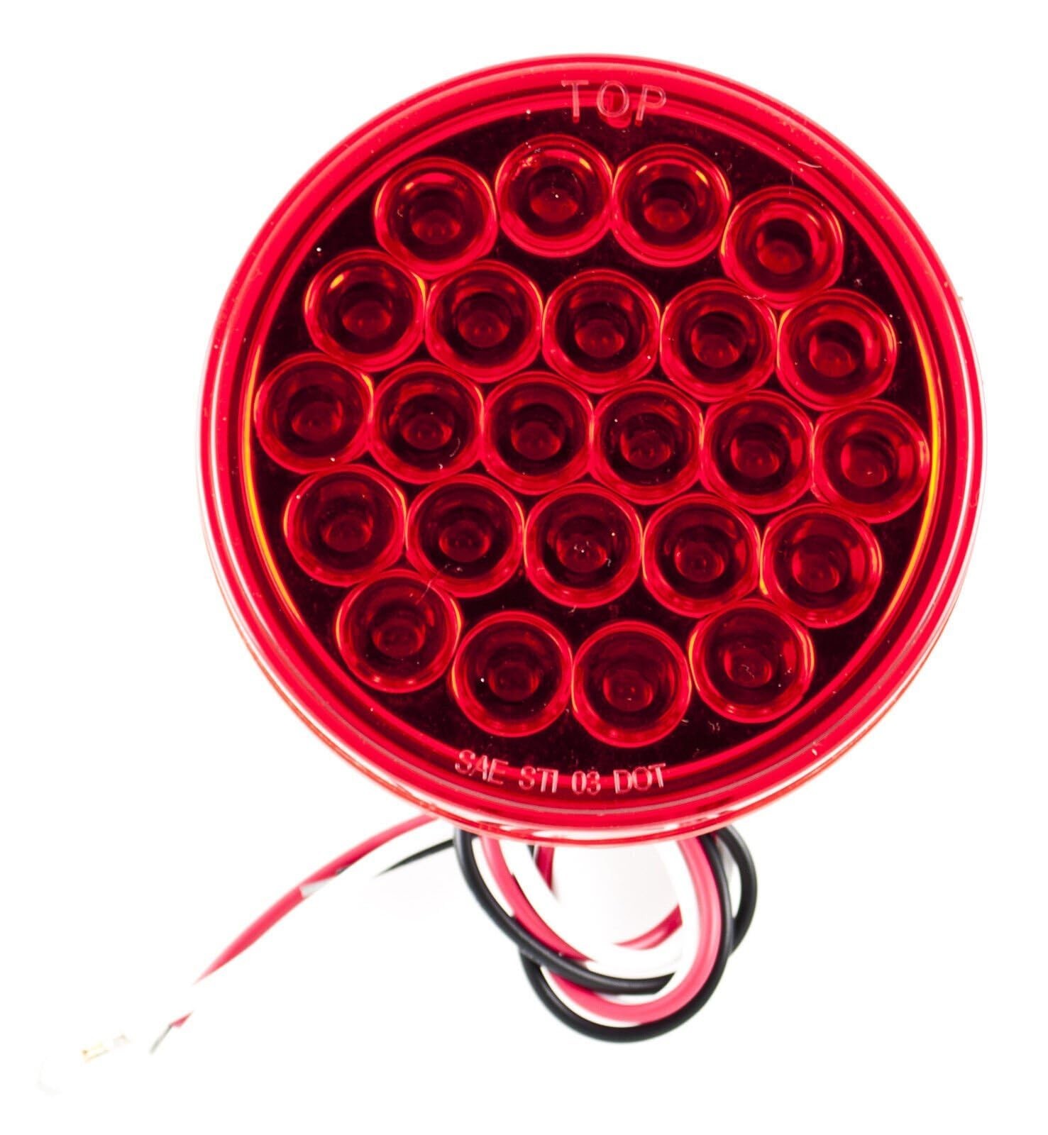 4″ Inch Red 24 LED Round Stop/Turn/Tail Truck Trailer Light + 3 Wire Plug- Qty 6