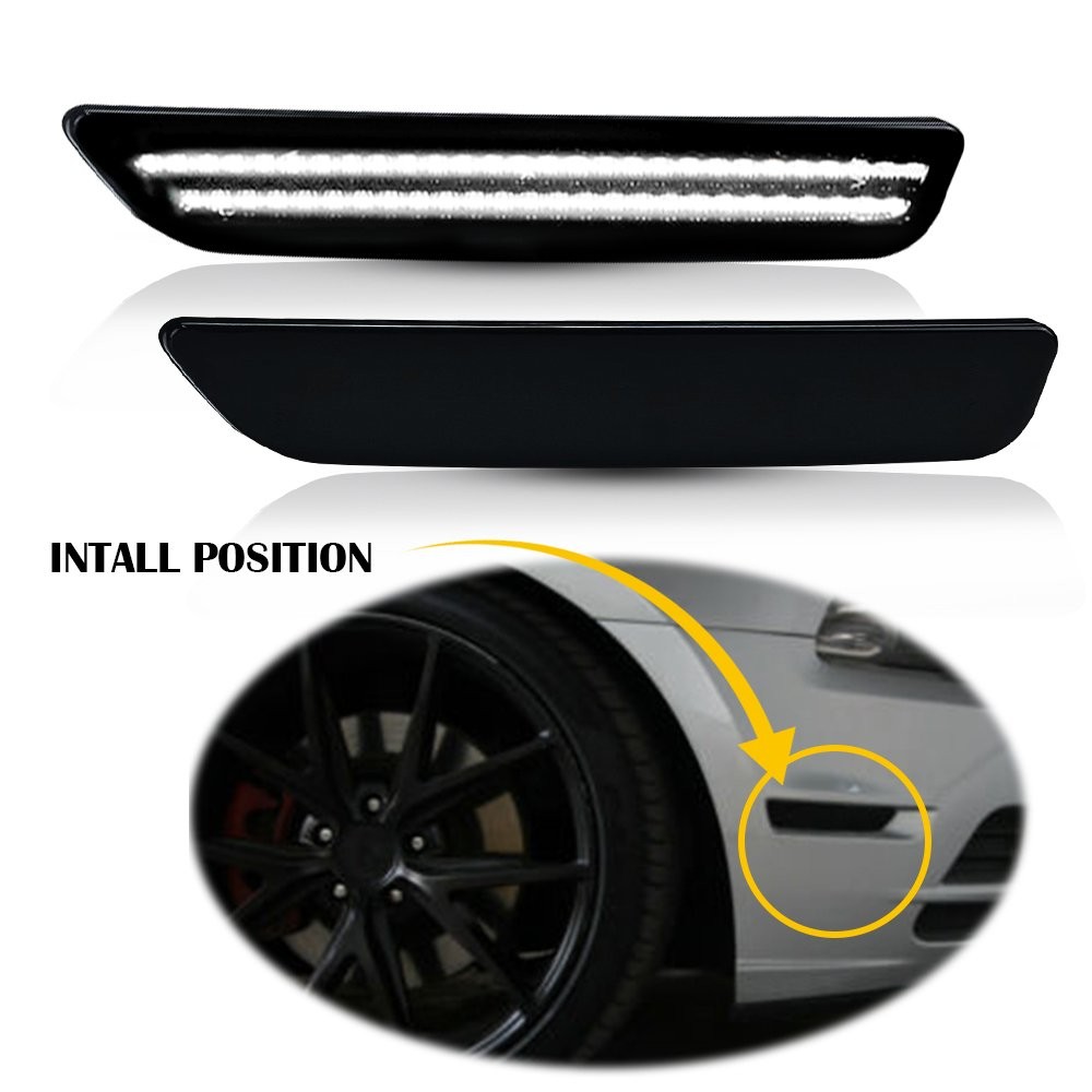 Front Left Right White LED Side Marker Lights For 2010 2011 2012-14 Ford Mustang
