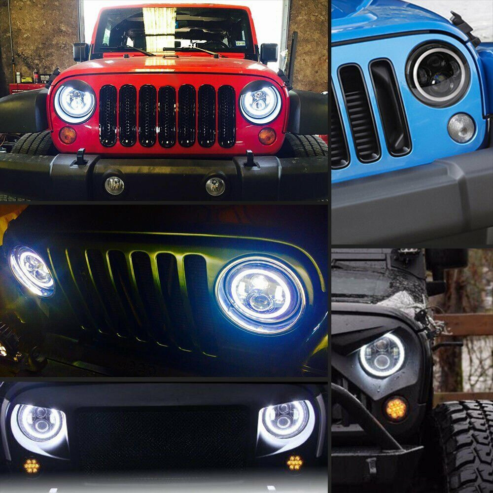 7“ LED Headlight Round Projector Hi/Lo+ 4“ Fog Light For Freightliner Coronado