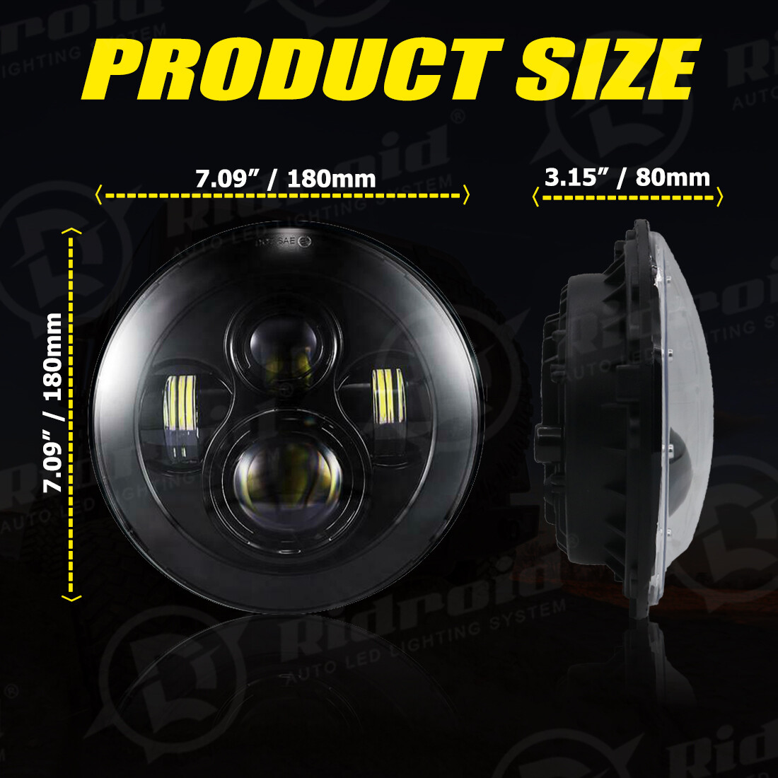 7″ inch 300W LED Headlight Hi lo Black for Harley Honda Yamaha Ducati Motorcycle