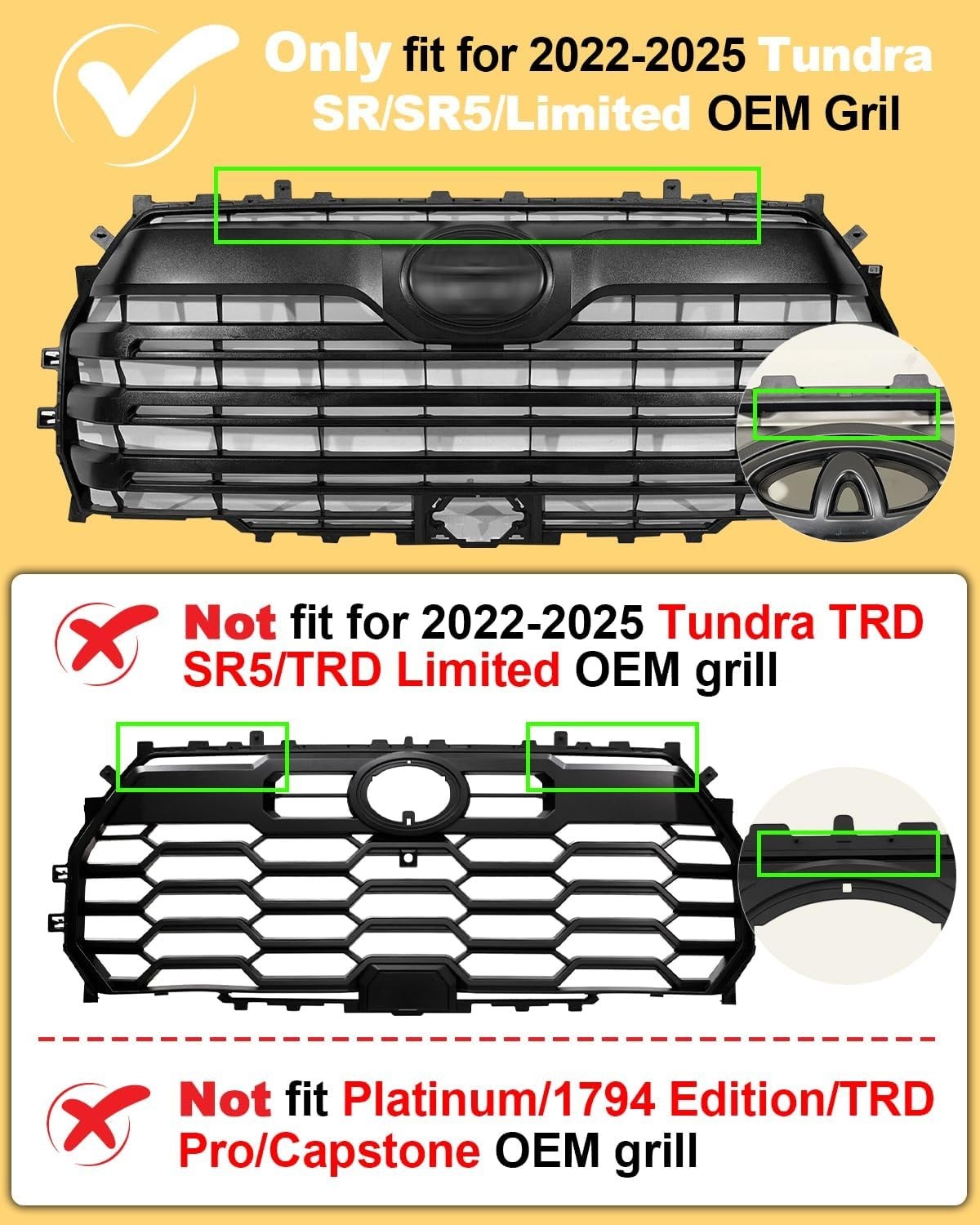 LED Front Grill Lights for Toyota Tundra SR SR5 Limited 2025-2022 Raptor Light