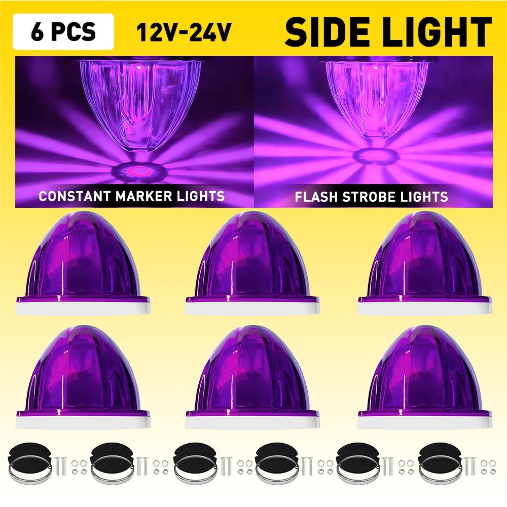 For 12V 24V Vehicles LED Watermelon Lights Bulb Side Marker Clearance Light 6PCS