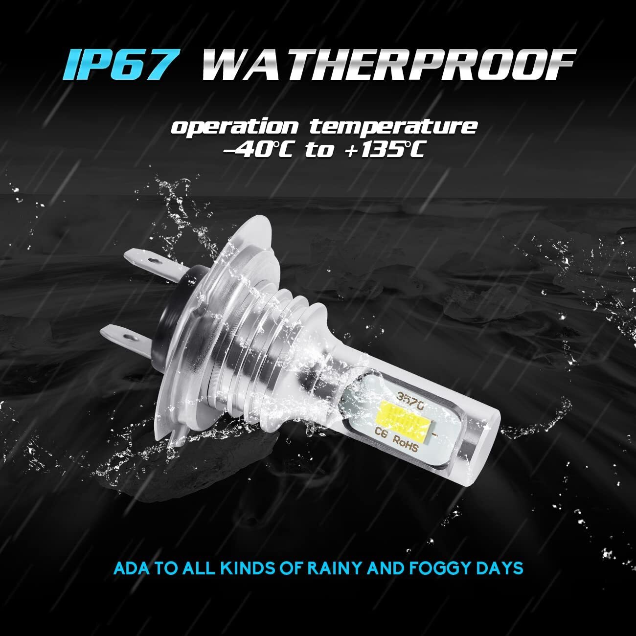 H7 H7 LED Headlight KIT Combo Bulbs High Low Beam Super Bright White 10000K