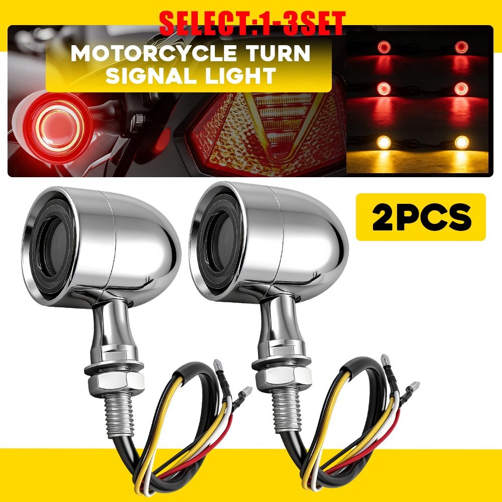 Chrome Motorcycle LED Turn Signal Blinker Brake Running Lights For Harley 2-6X