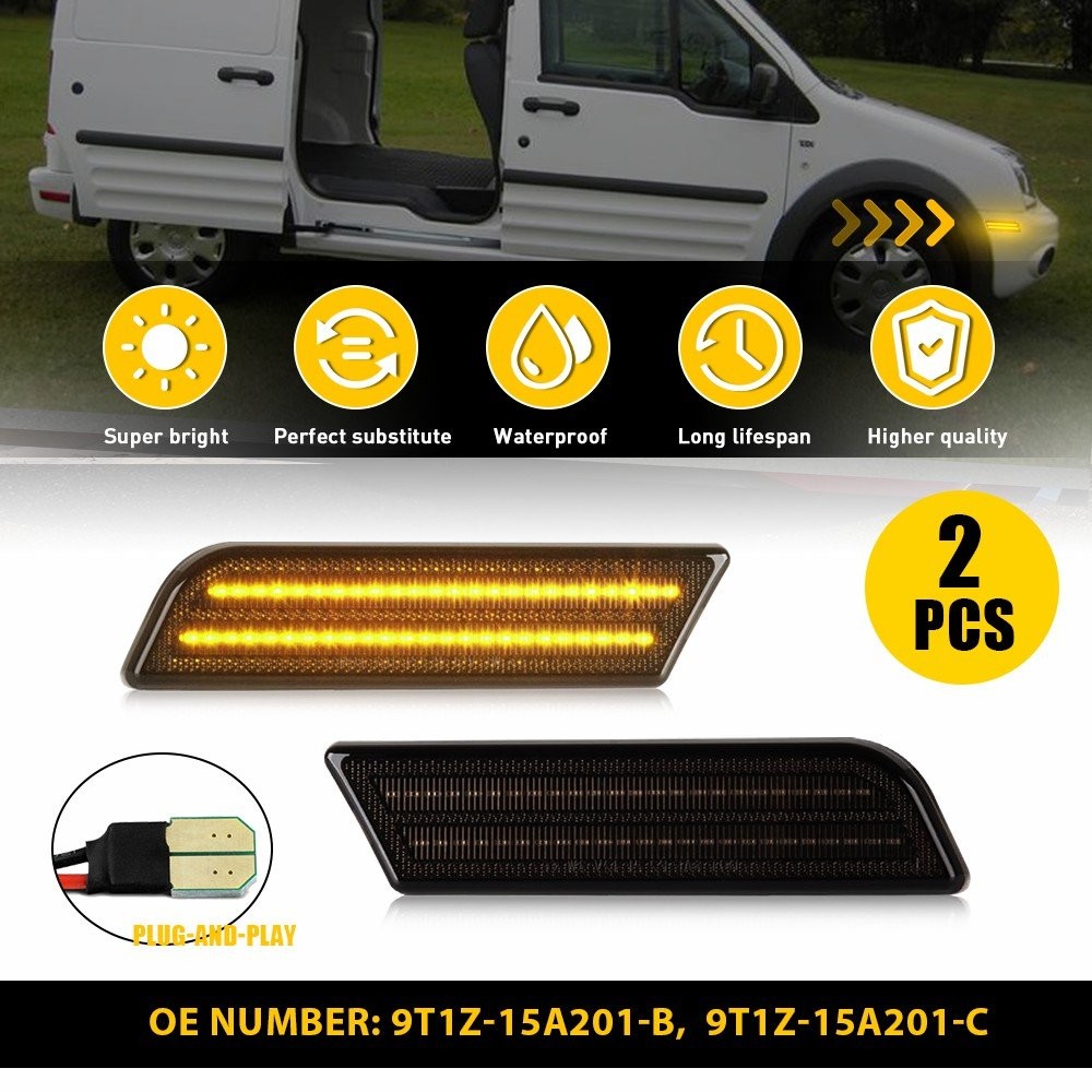 Front Left Right Bumper Side Marker Light For Ford Transit Connect 2010-2013 12V