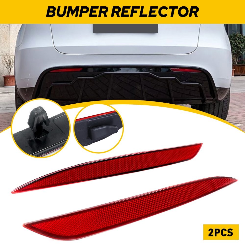 2Pcs L+R For Model Tesla Y 2020-2022 Rear Bumper Reflector Tail Red Lamp Light