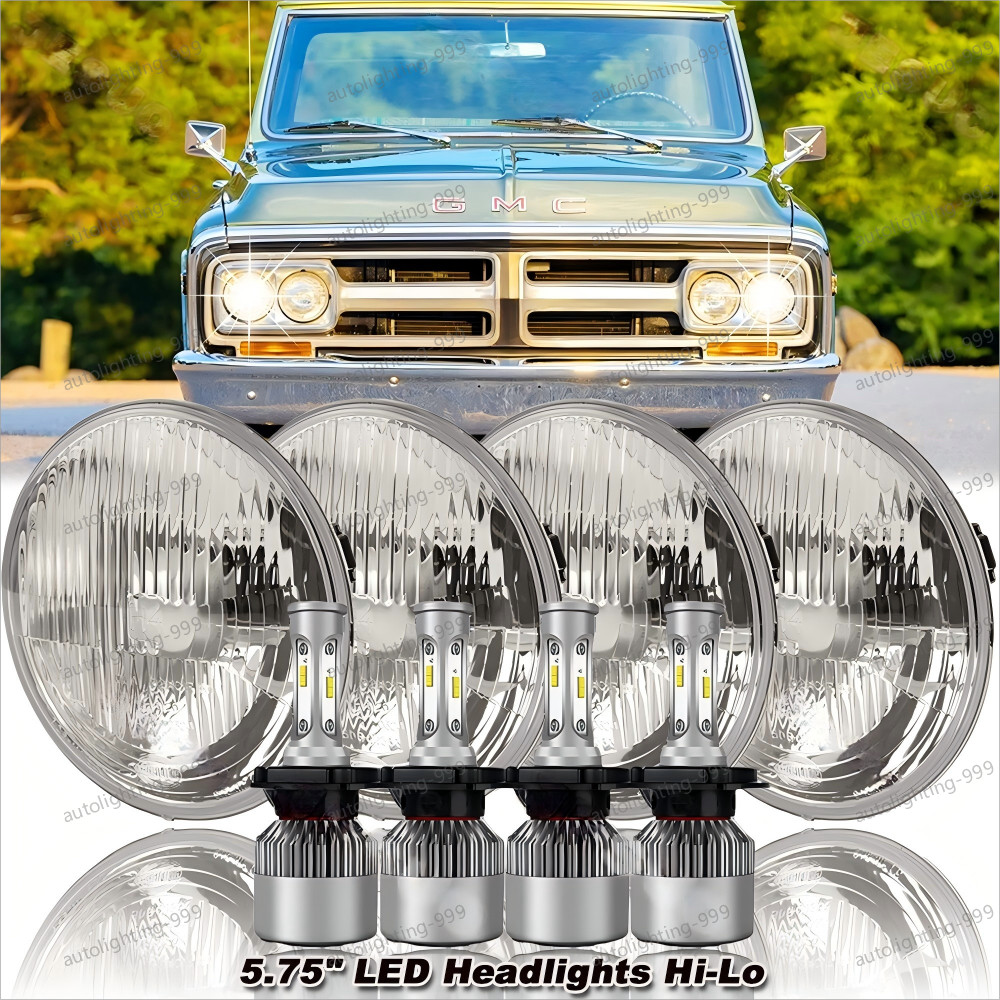 4PCS 5.75″ 5-3/4″ Round LED Headlights For GMC C15/C1500 1961-1972 Pickup C2500