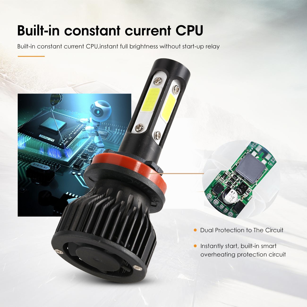 4-sides H11 LED Headlight Super Bright Bulbs Kit White 3600000LM High/Low Beam