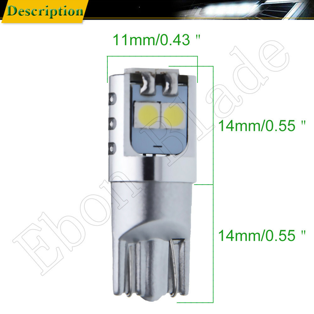2 x T10 W5W Car LED Bulb 3030 7SMD Auto Backup Reverse Light Lamp White 12V 24V