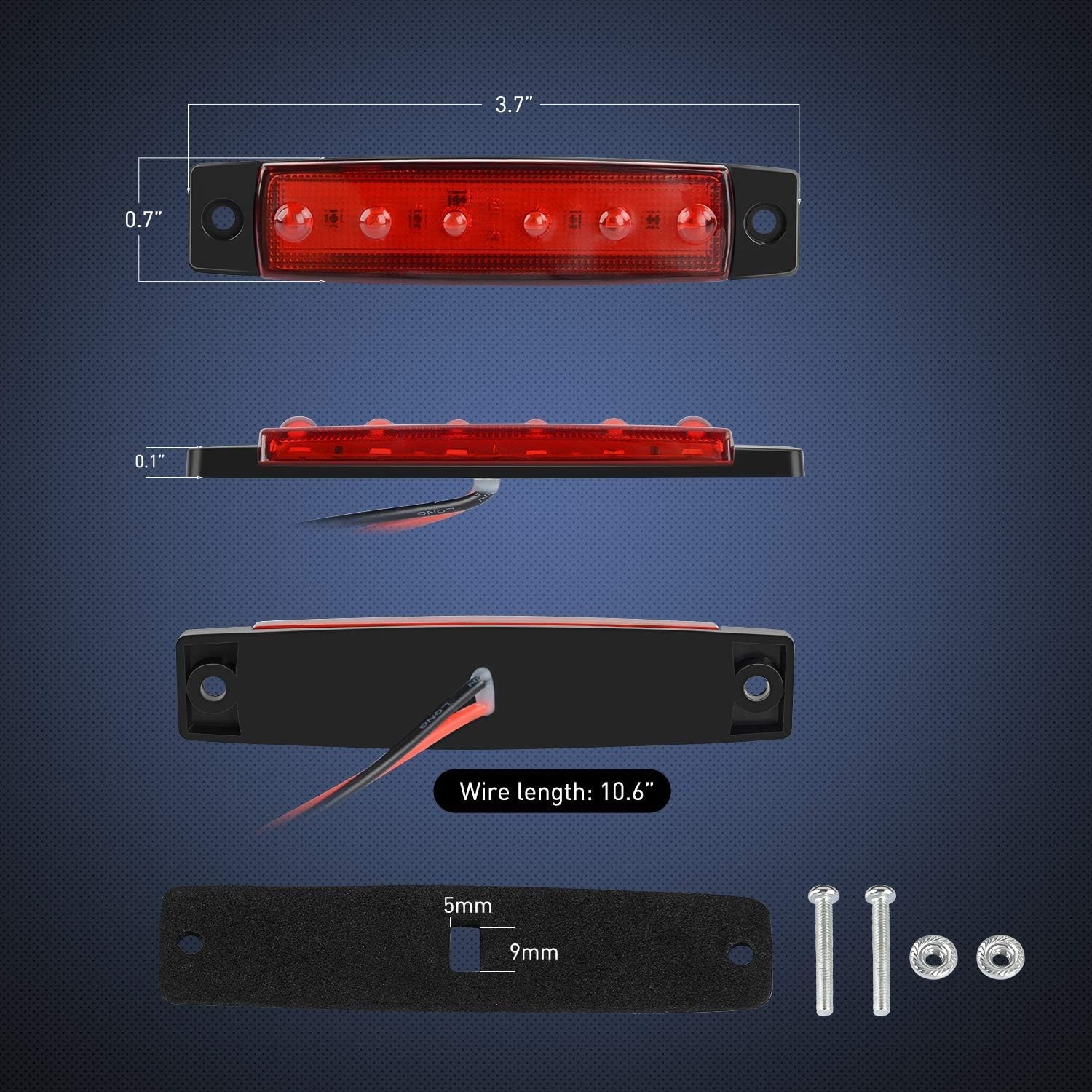 High Brightness 10 PCS LED Side Indicator Lights for 12V Vehicles – Waterproof