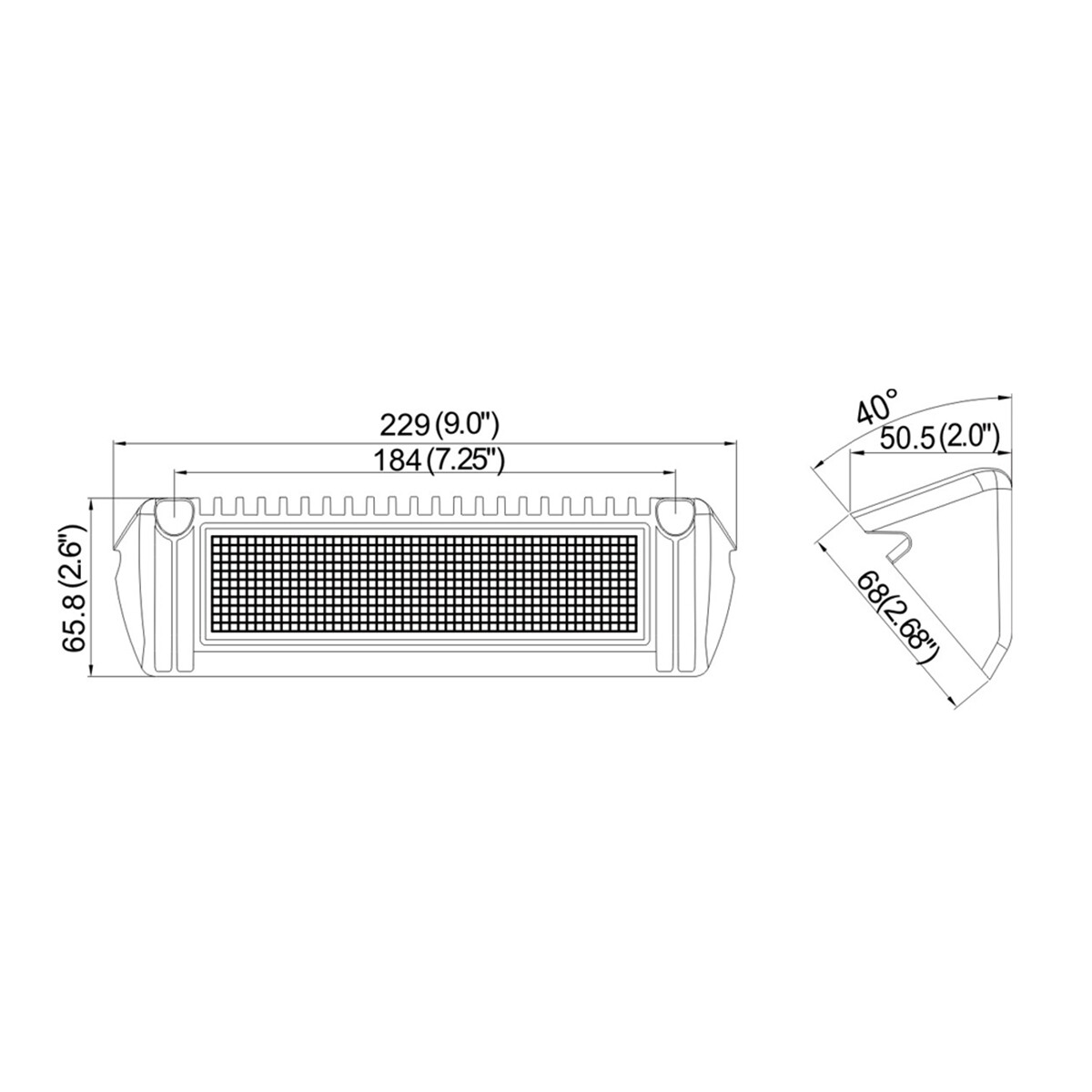 9inch 1800lm RV LED Exterior Light 40° Down Angle Flood Beam 6000K Cool-White