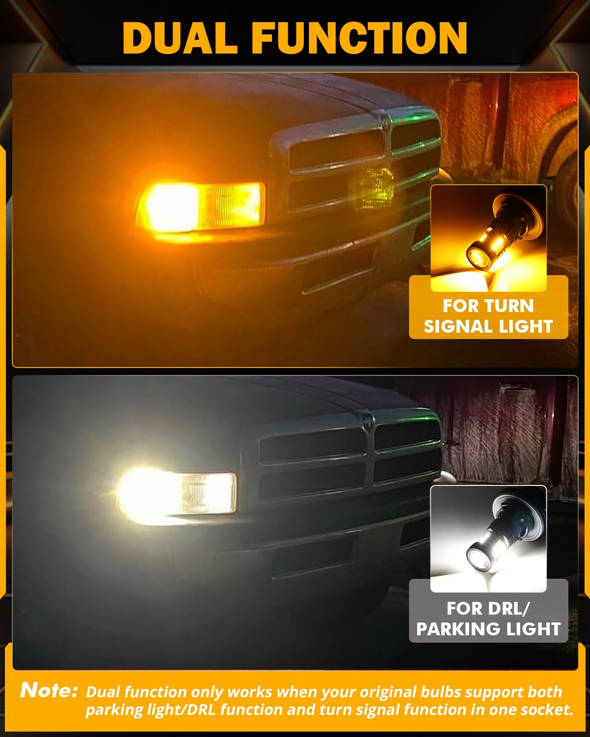 AUXBEAM 3157 Switchback LED Turn Signal Lights Anti Hyper Flash WHITE AMBER 2x