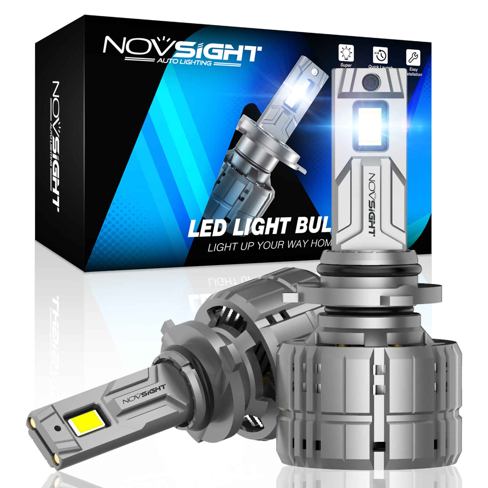 NOVSIGHT 9005 9006 H13 H4 H7 H11 LED Headlight Bulbs High/Low Beam 60000LM White